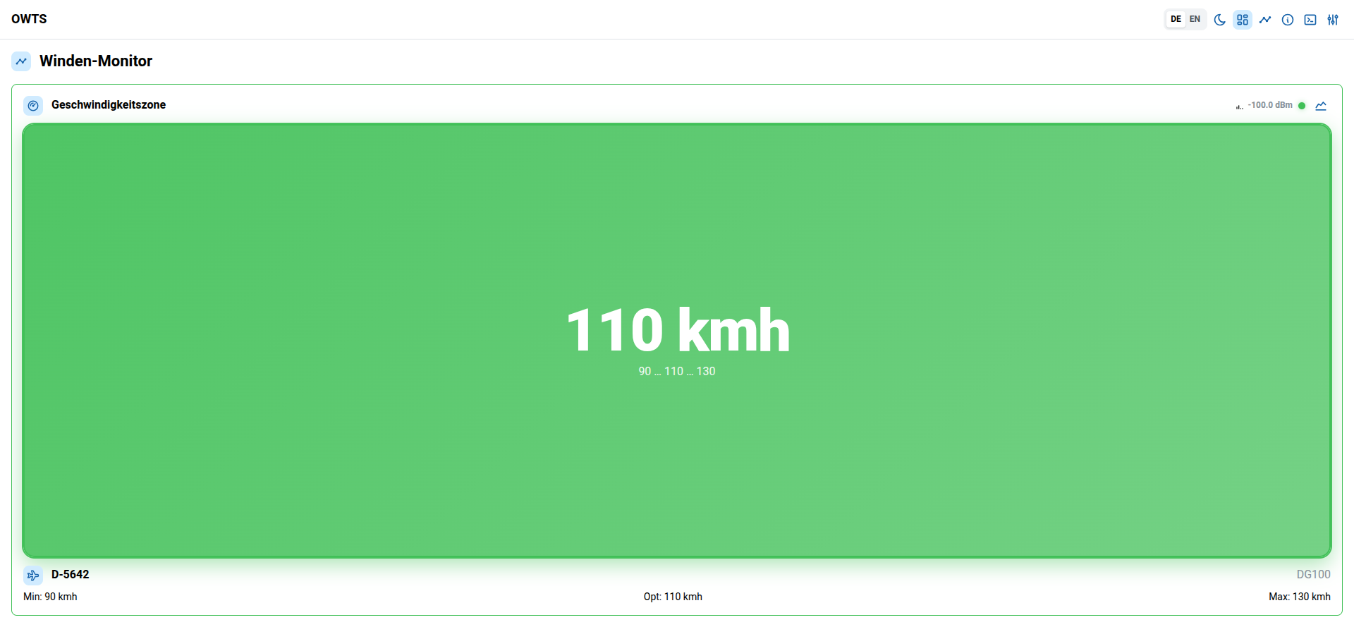 OWTS frontend – Winch monitor (default)